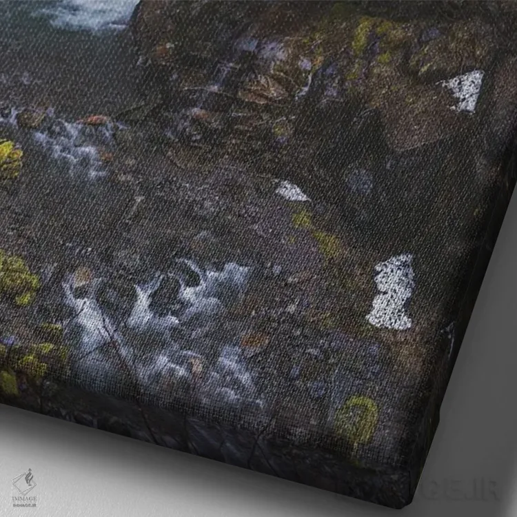 تابلو دکوراتیو آبشار کریستین اثر لوئیس راث - نمای نزدیک بافت بوم