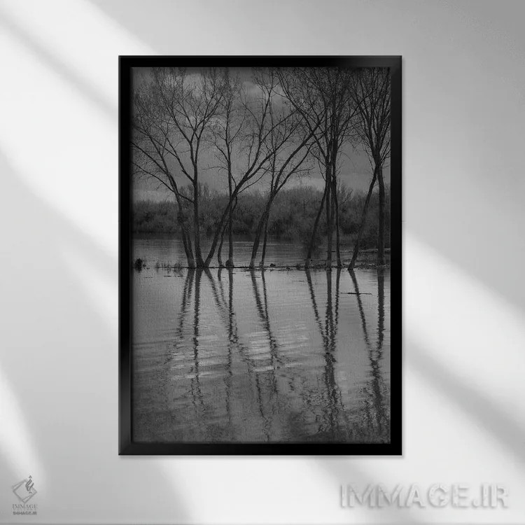 تابلو دکوراتیو انعکاس های درهم تنیده اثر لوئیس راث - نمای قابدار مشکی