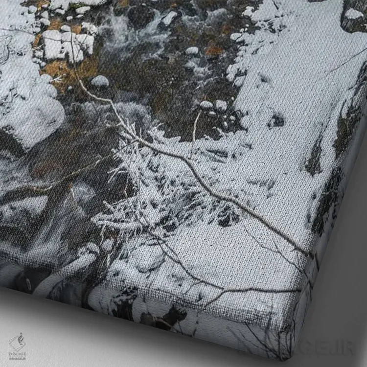 تابلو دکوراتیو آبشار کریستین، زمستان ۲۰۲۰ اثر لوئیس راث - نمای نزدیک بافت بوم