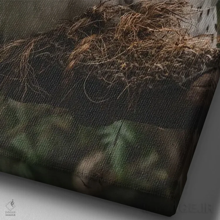 تابلو دکوراتیو جغد انباری برفی اثر لوئیس راث - نمای نزدیک بافت بوم