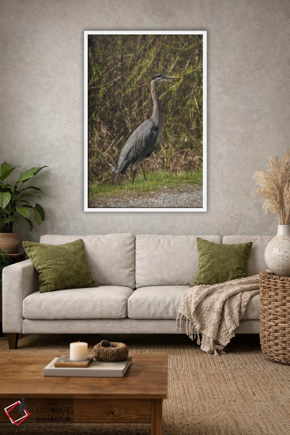 تابلو دکوراتیو ژست حواصیل آبی بزرگ اثر لوئیس راث - D1W