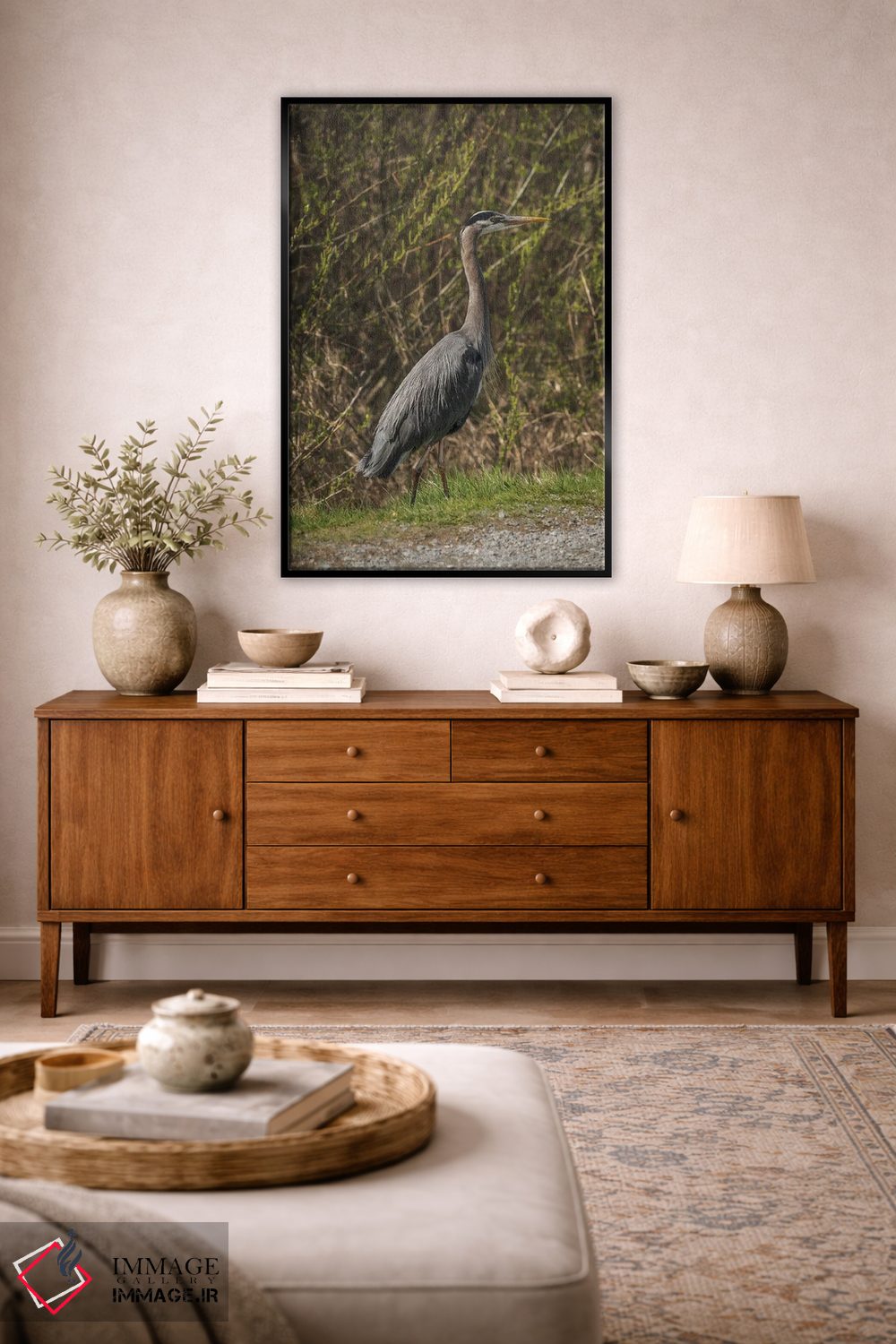 تابلو دکوراتیو ژست حواصیل آبی بزرگ اثر لوئیس راث - D3B