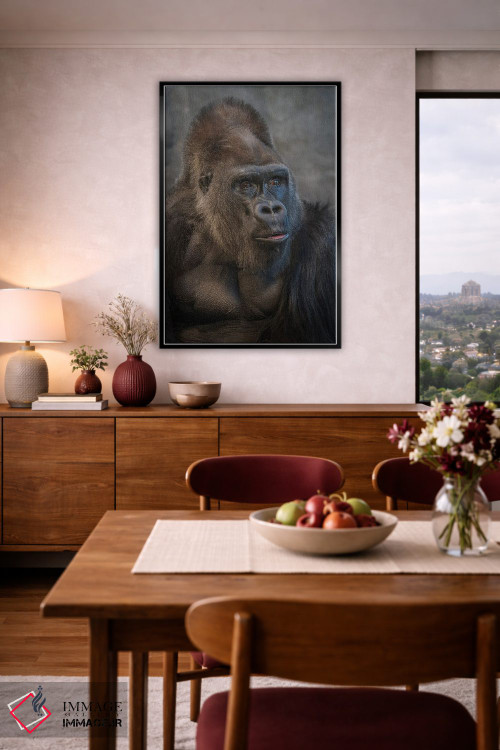 تابلو دکوراتیو نگاه گوریل نقره پشت اثر لوئیس راث - D5B