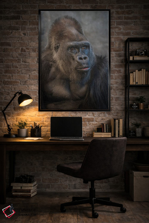 تابلو دکوراتیو نگاه گوریل نقره پشت اثر لوئیس راث - D4B