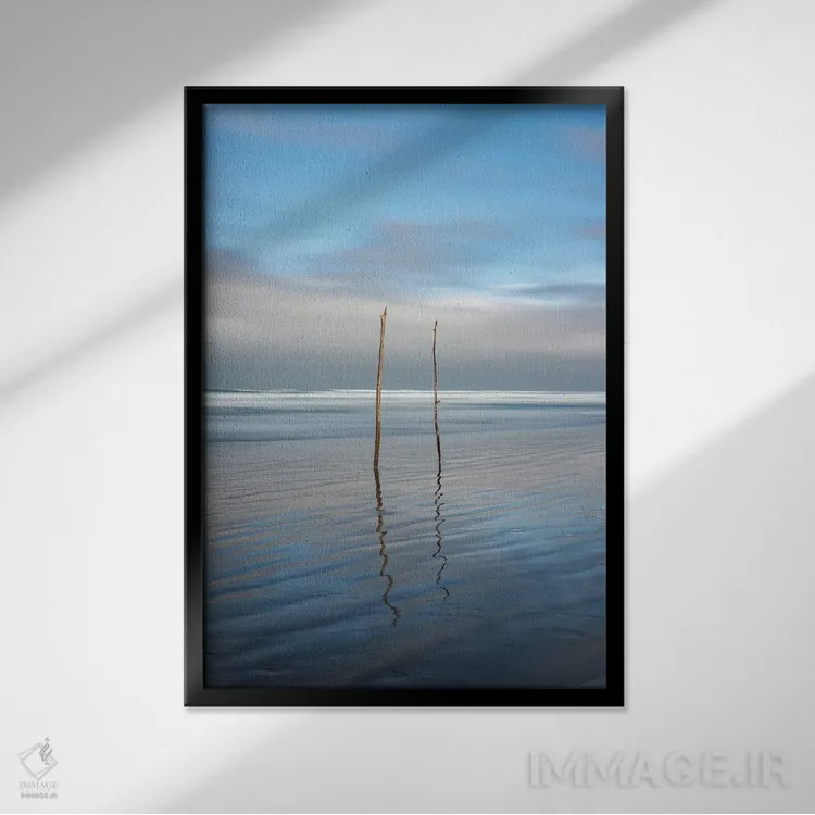 تابلو دکوراتیو چوب ها در شن اثر لوئیس راث - نمای قابدار مشکی