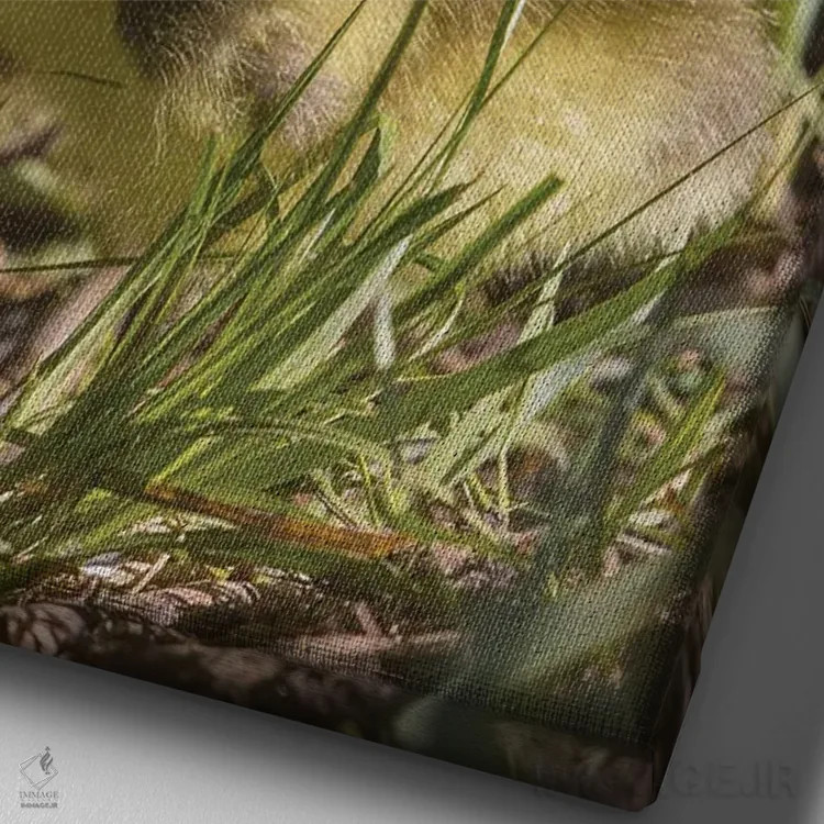 تابلو دکوراتیو جوجه غاز بسیار بامزه اثر لوئیس راث - نمای نزدیک بافت بوم