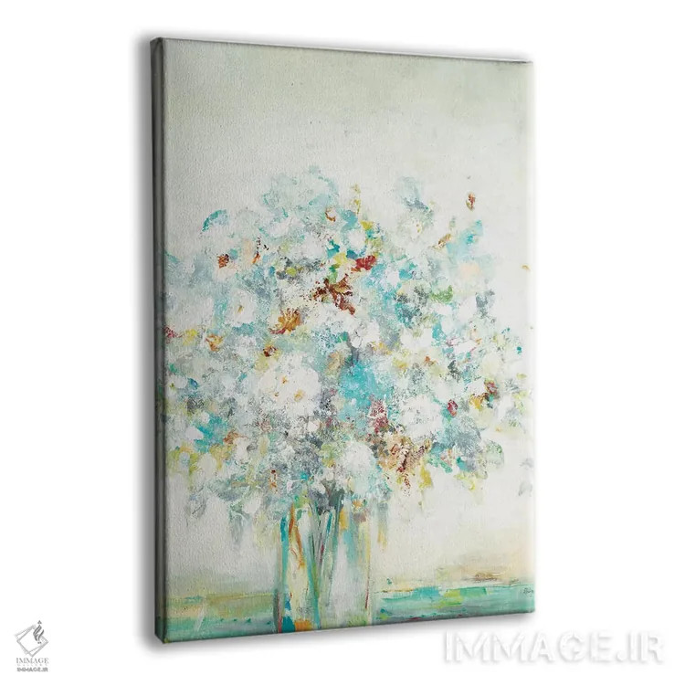 تابلو انتزاعی دسته گل بافت دار اثر لیزا ریجرز - نمای پرسپکتیو محصول