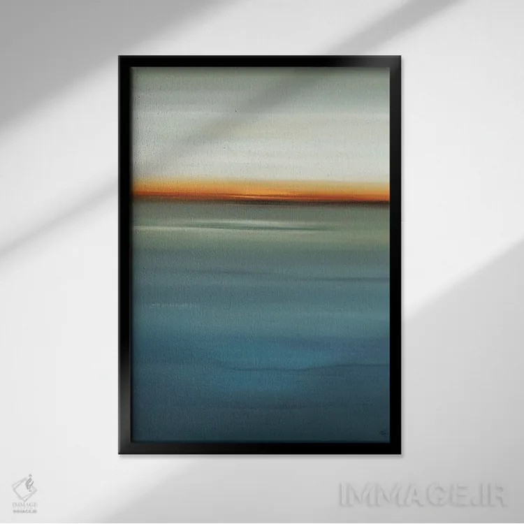 تابلو انتزاعی در کنار آبی ۱ اثر لیزا ریجرز - نمای قابدار مشکی