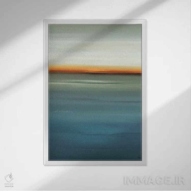 تابلو انتزاعی در کنار آبی ۱ اثر لیزا ریجرز - نمای قابدار سفید