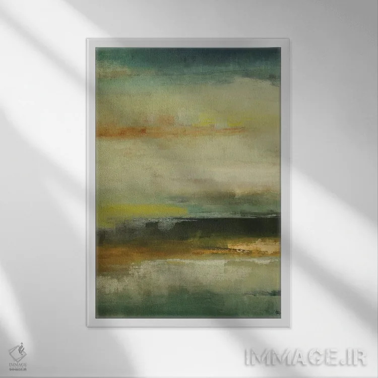 تابلو انتزاعی راز حل شد اثر لیزا ریجرز - نمای قابدار سفید