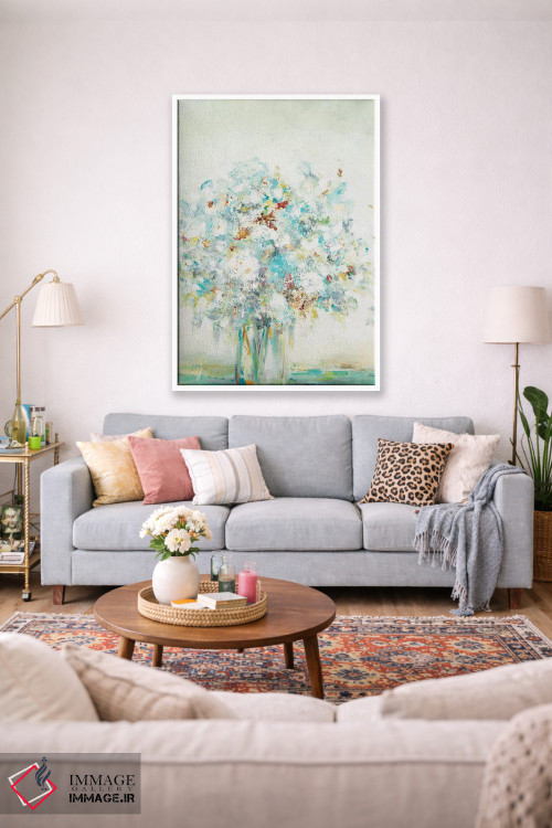 تابلو انتزاعی دسته گل بافت دار اثر لیزا ریجرز - D1W