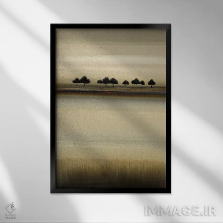 تابلو انتزاعی بیان درختان مرزی ۱ اثر لیزا ریجرز - نمای قابدار مشکی