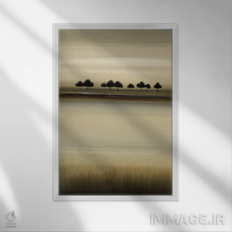 تابلو انتزاعی بیان درختان مرزی ۱ اثر لیزا ریجرز - نمای قابدار سفید