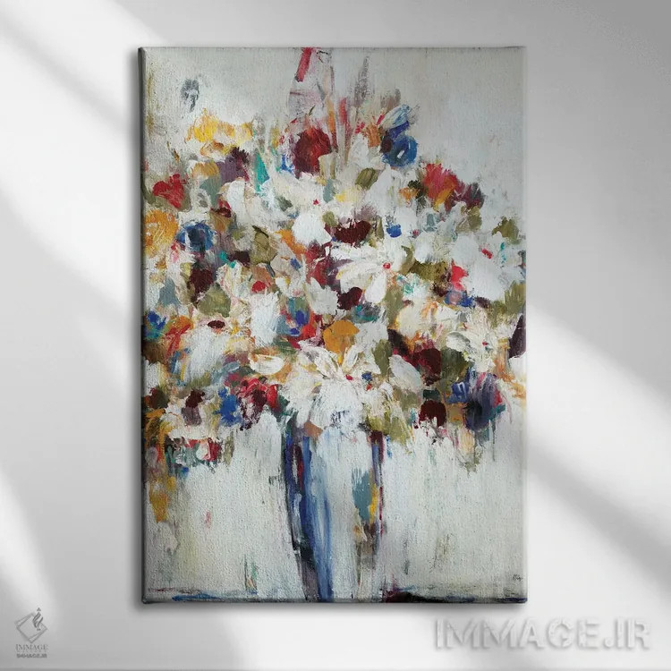 تابلو انتزاعی شاد و سرخوش اثر لیزا ریجرز - نمای روبهرو روی دیوار