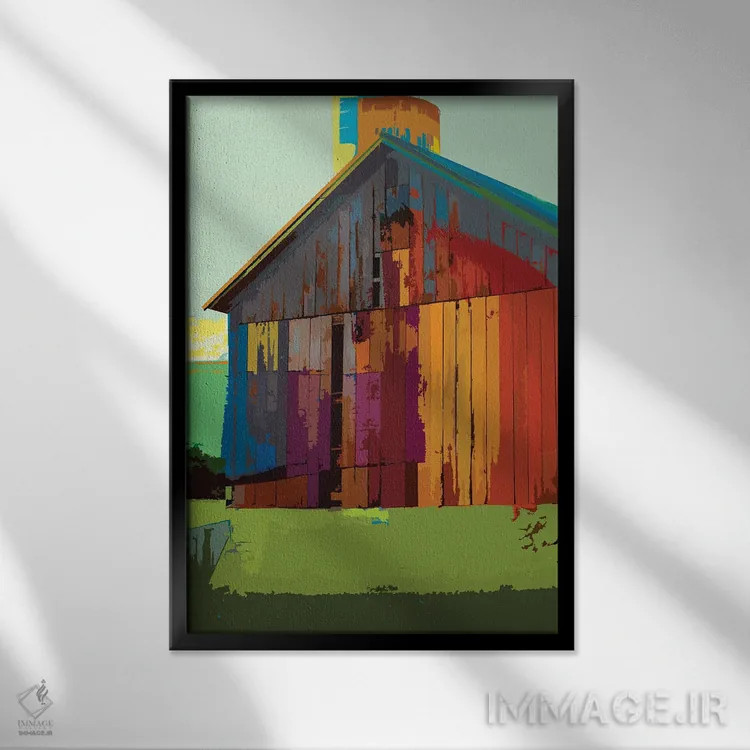 تابلو دکوراتیو انبار روستایی ۲ اثر لیزا ریجرز - نمای قابدار مشکی
