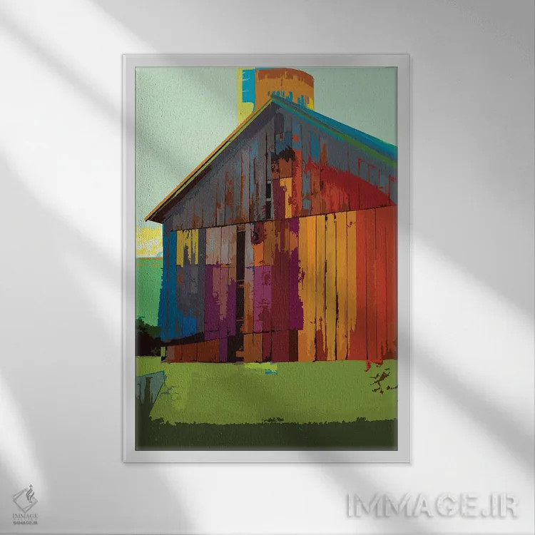 تابلو دکوراتیو انبار روستایی ۲ اثر لیزا ریجرز - نمای قابدار سفید