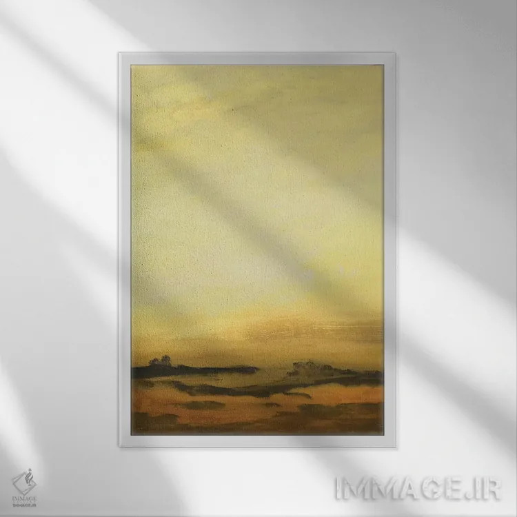 تابلو انتزاعی محیط گرم ۳ اثر لیزا ریجرز - نمای قابدار سفید