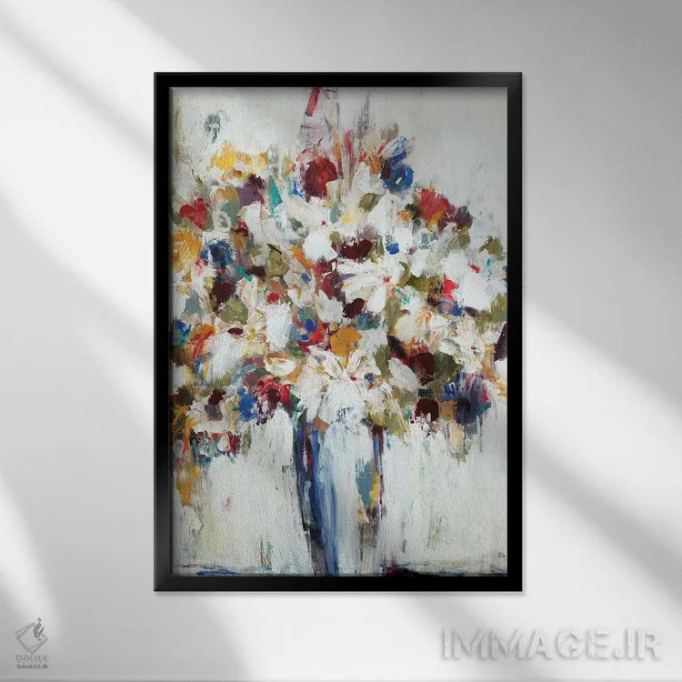تابلو انتزاعی شاد و سرخوش اثر لیزا ریجرز - نمای قابدار مشکی