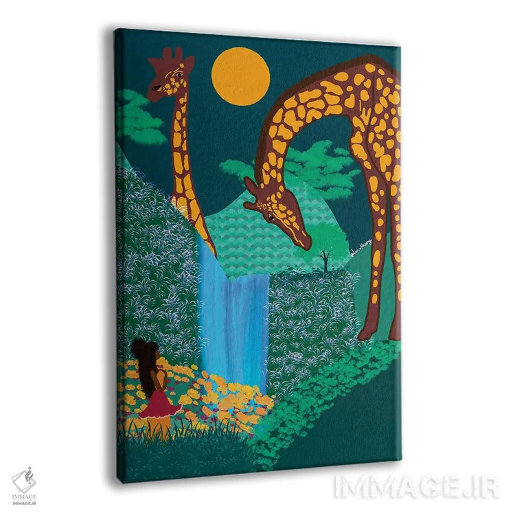 تابلو دکوراتیو زرافه ها اثر لرین تیوری - نمای پرسپکتیو محصول