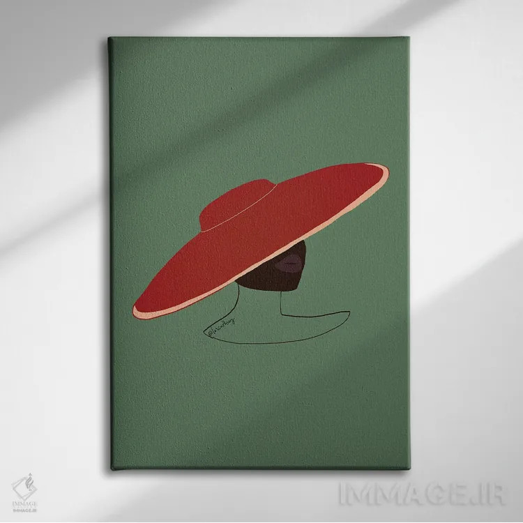 تابلو دکوراتیو بانوی کلاه دار اثر لرین تیوری - نمای روبهرو روی دیوار