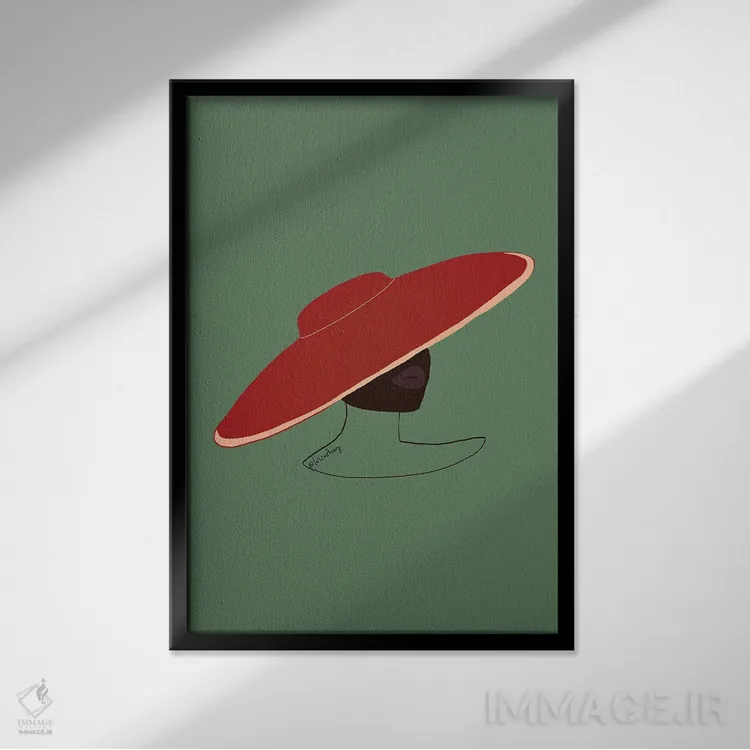 تابلو دکوراتیو بانوی کلاه دار اثر لرین تیوری - نمای قابدار مشکی