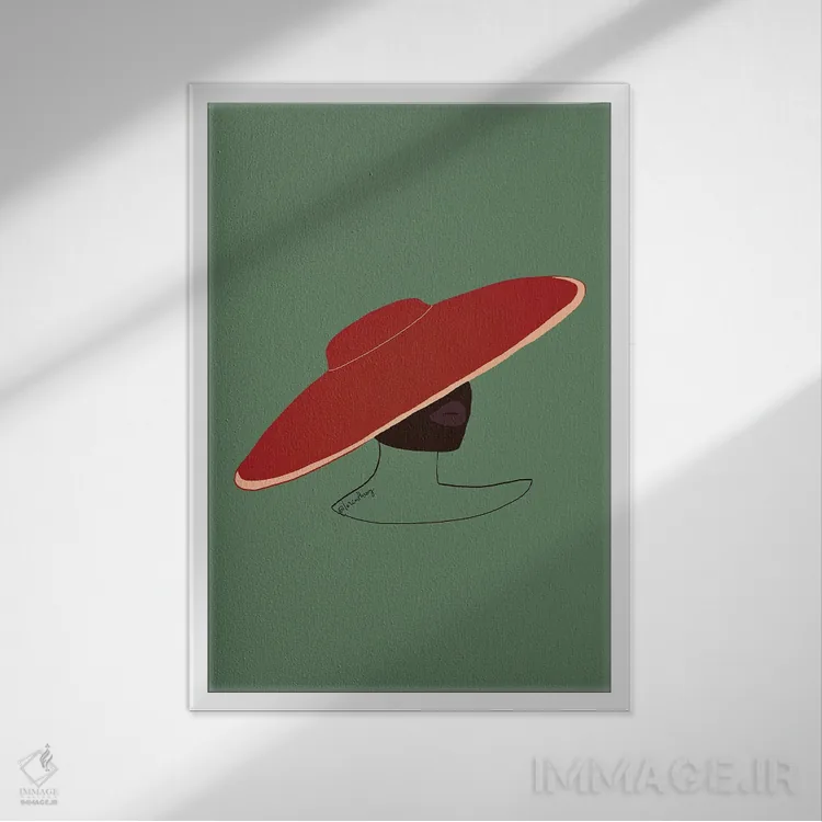 تابلو دکوراتیو بانوی کلاه دار اثر لرین تیوری - نمای قابدار سفید