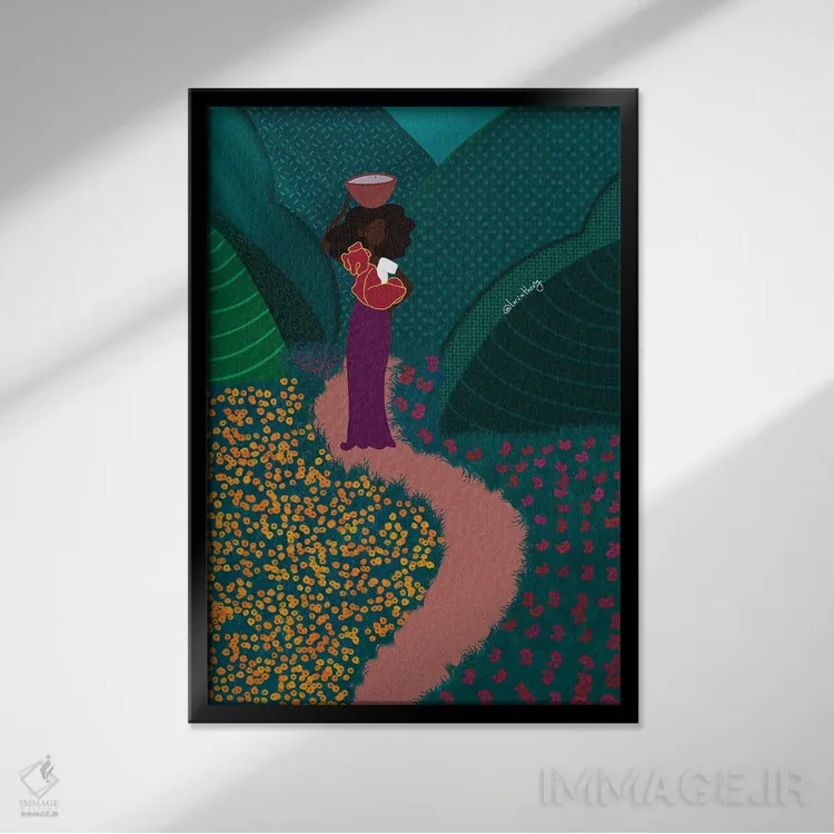 تابلو دکوراتیو در راه اثر لرین تیوری - نمای قابدار مشکی