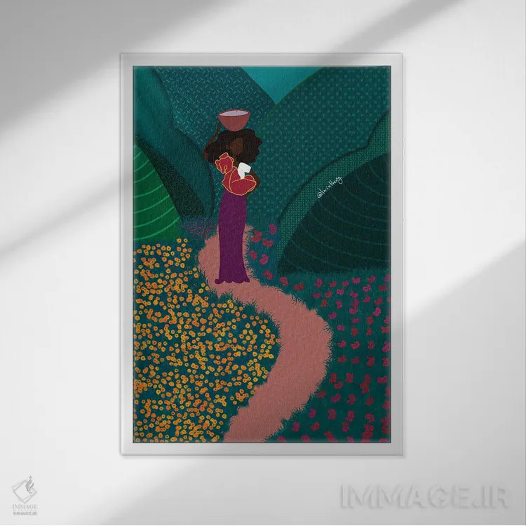 تابلو دکوراتیو در راه اثر لرین تیوری - نمای قابدار سفید