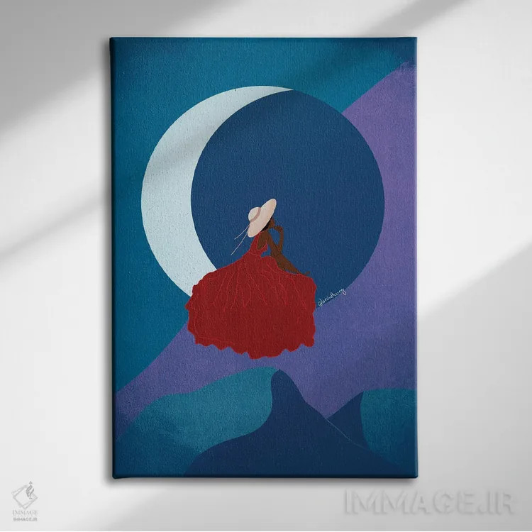 تابلو دکوراتیو بانوی ماه اثر لرین تیوری - نمای روبهرو روی دیوار