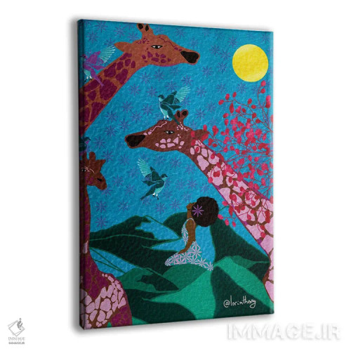 تابلو دکوراتیو زرافه ها دو اثر لرین تیوری - نمای پرسپکتیو محصول