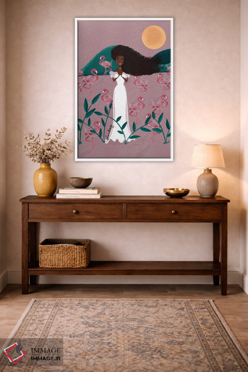 تابلو دکوراتیو فلامینگوهای صورتی اثر لرین تیوری - D3W