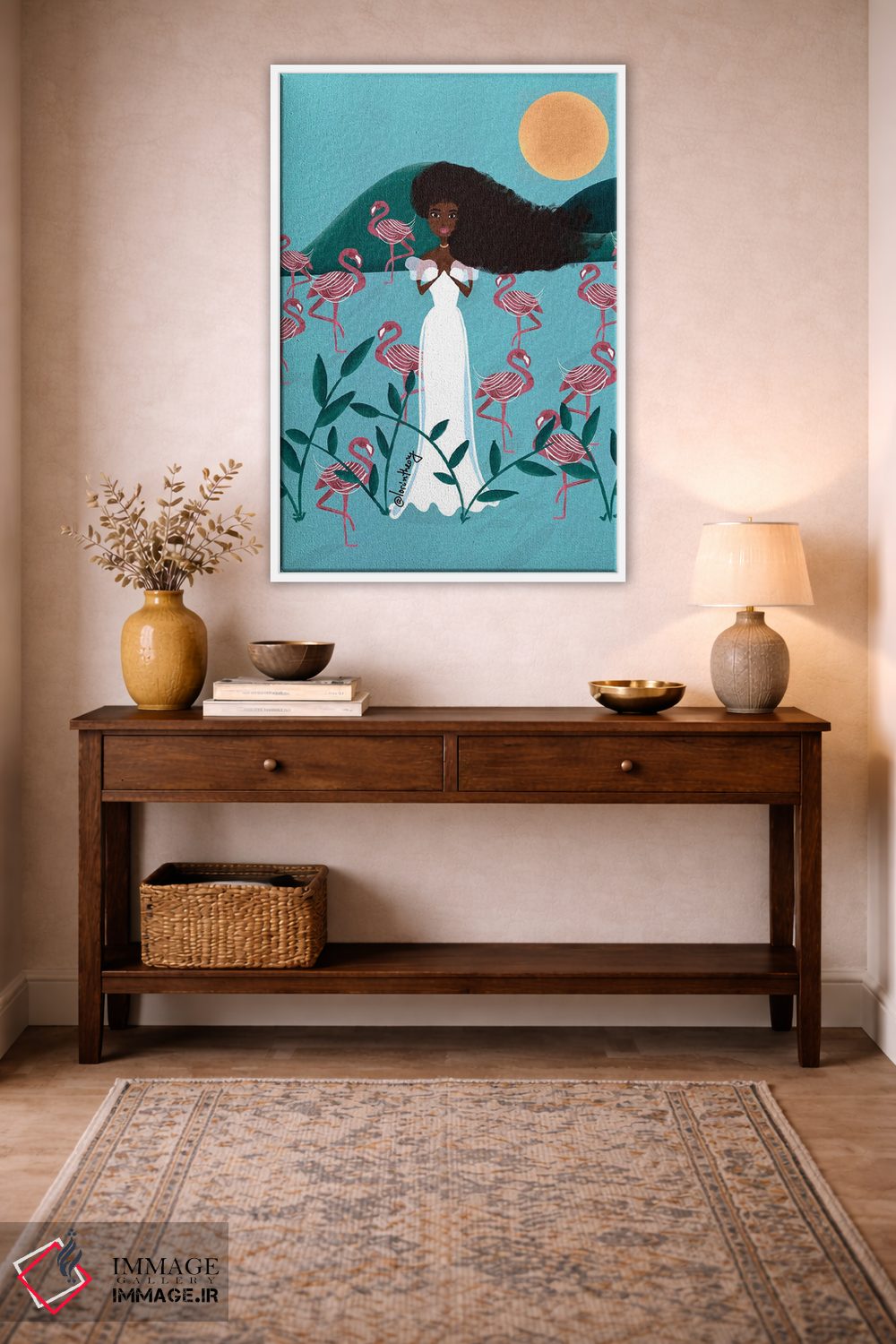 تابلو دکوراتیو فلامینگوهای آبی اثر لرین تیوری - D2W