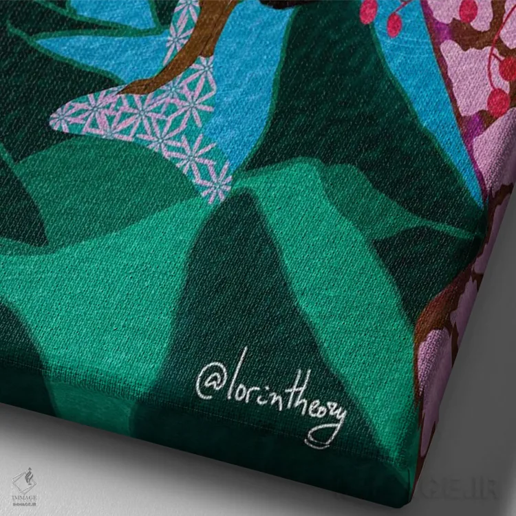 تابلو دکوراتیو زرافه ها دو اثر لرین تیوری - نمای نزدیک بافت بوم