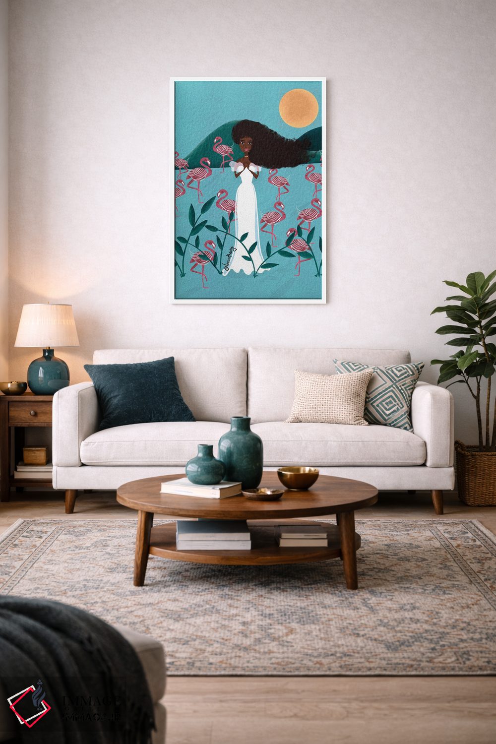 تابلو دکوراتیو فلامینگوهای آبی اثر لرین تیوری - D3W