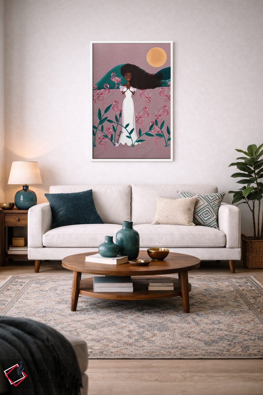 تابلو دکوراتیو فلامینگوهای صورتی اثر لرین تیوری - D4W