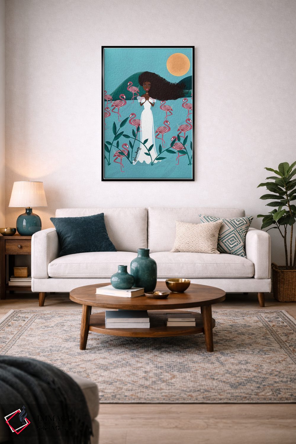 تابلو دکوراتیو فلامینگوهای آبی اثر لرین تیوری - D4B