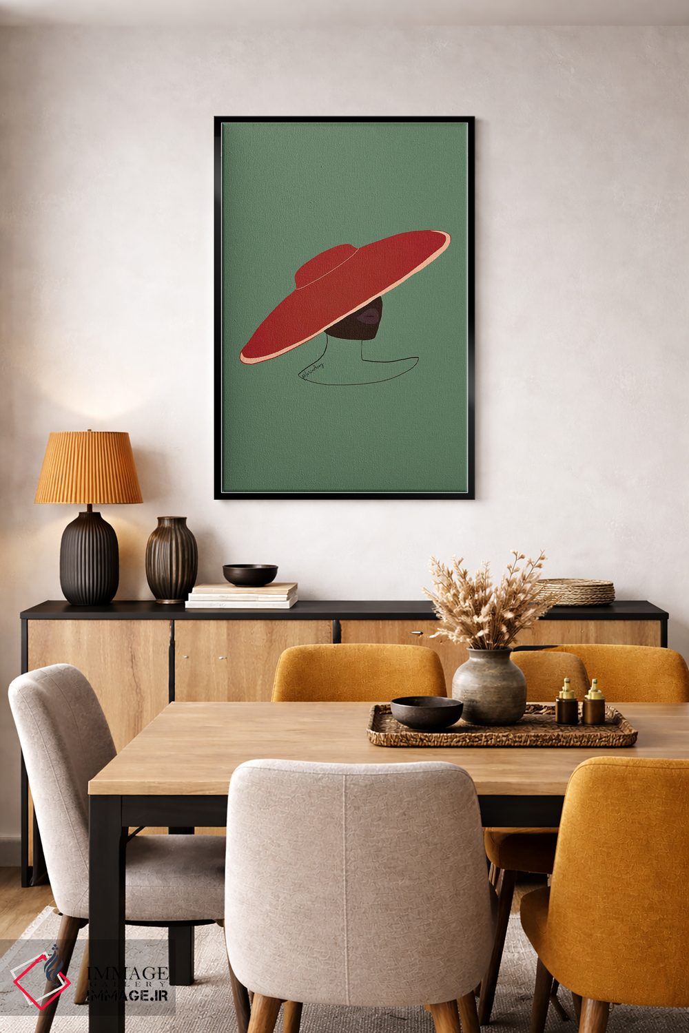 تابلو دکوراتیو بانوی کلاه دار اثر لرین تیوری - D5B