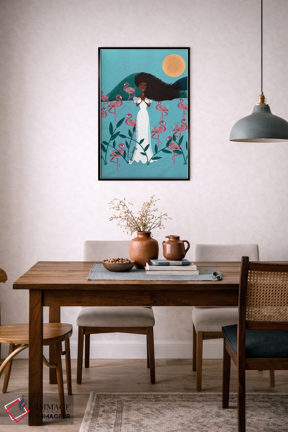 تابلو دکوراتیو فلامینگوهای آبی اثر لرین تیوری - D6B