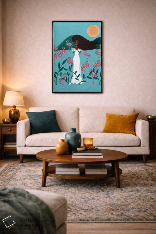 تابلو دکوراتیو فلامینگوهای آبی اثر لرین تیوری - D5B