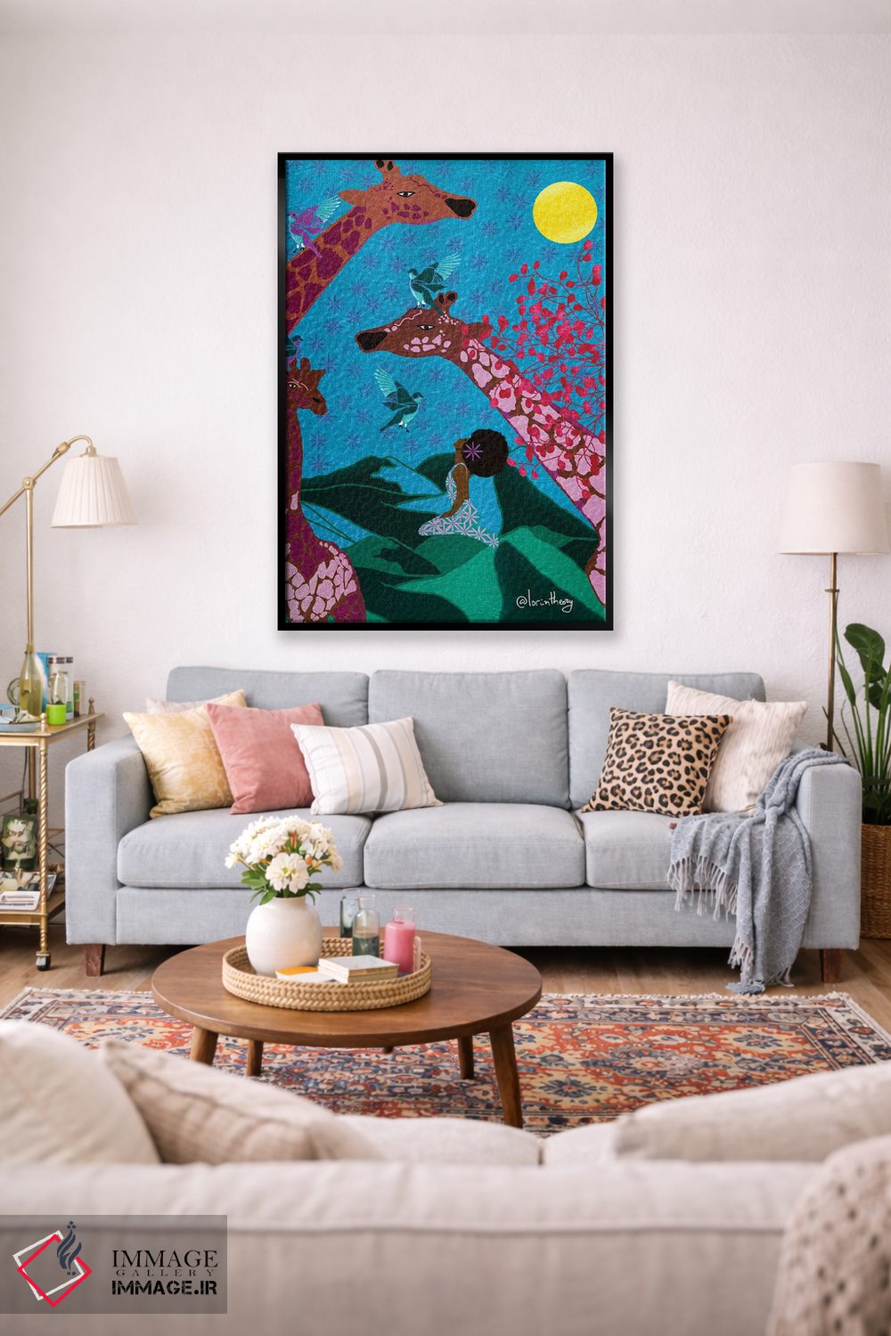 تابلو دکوراتیو زرافه ها دو اثر لرین تیوری - D1B