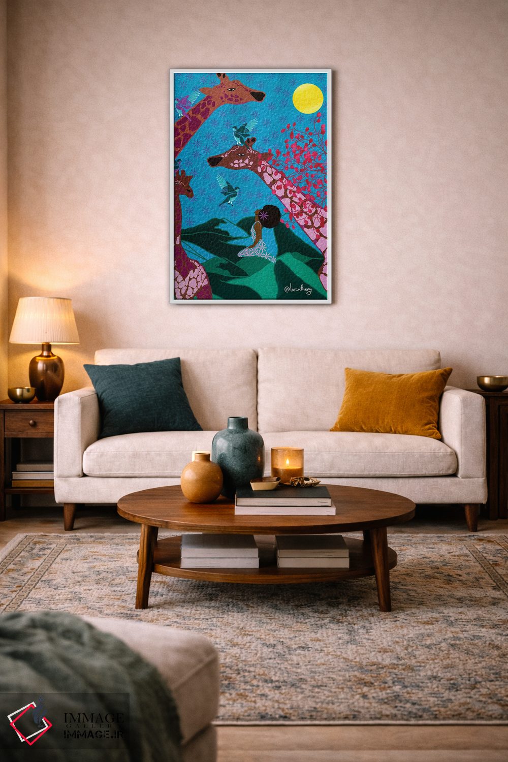 تابلو دکوراتیو زرافه ها دو اثر لرین تیوری - D2W