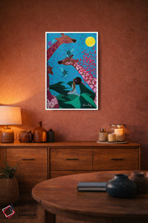 تابلو دکوراتیو زرافه ها دو اثر لرین تیوری - D3W