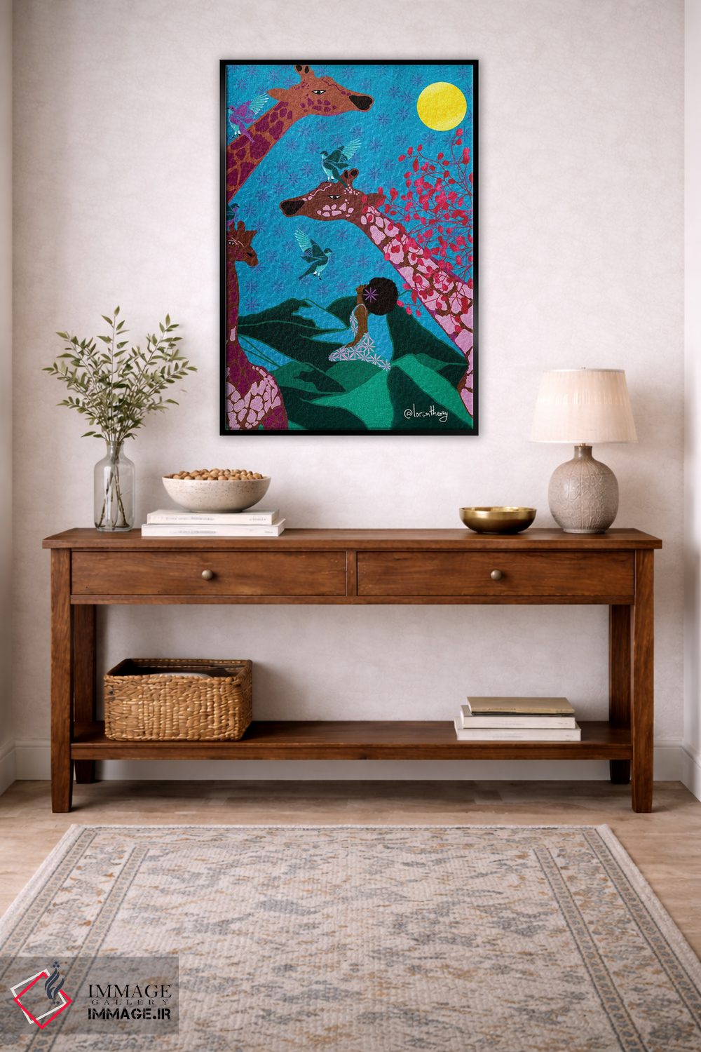 تابلو دکوراتیو زرافه ها دو اثر لرین تیوری - D4B