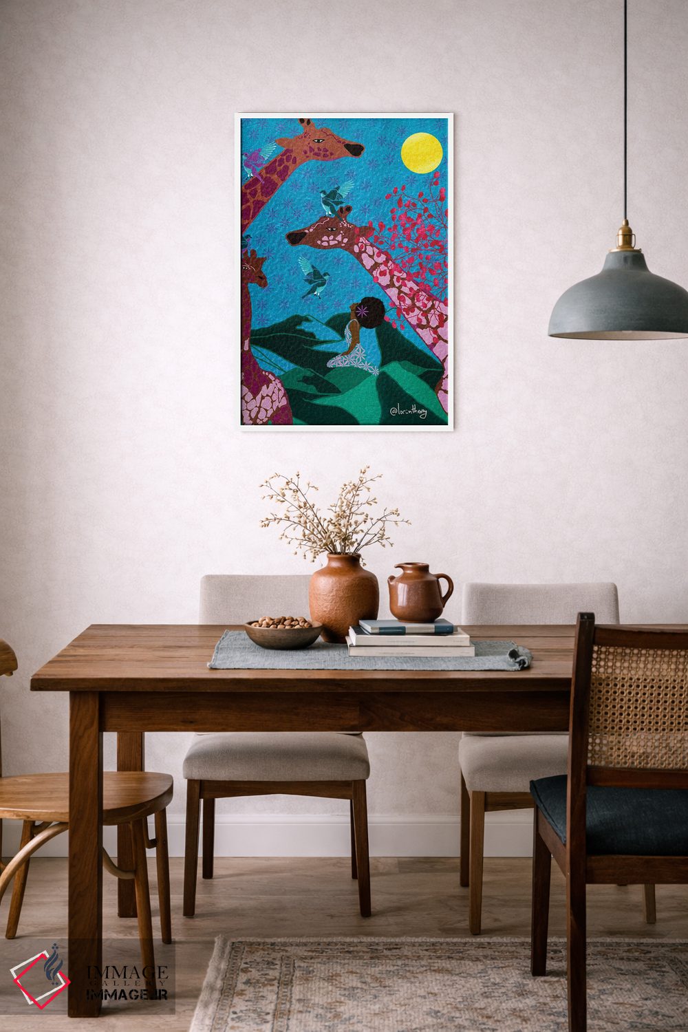 تابلو دکوراتیو زرافه ها دو اثر لرین تیوری - D6W