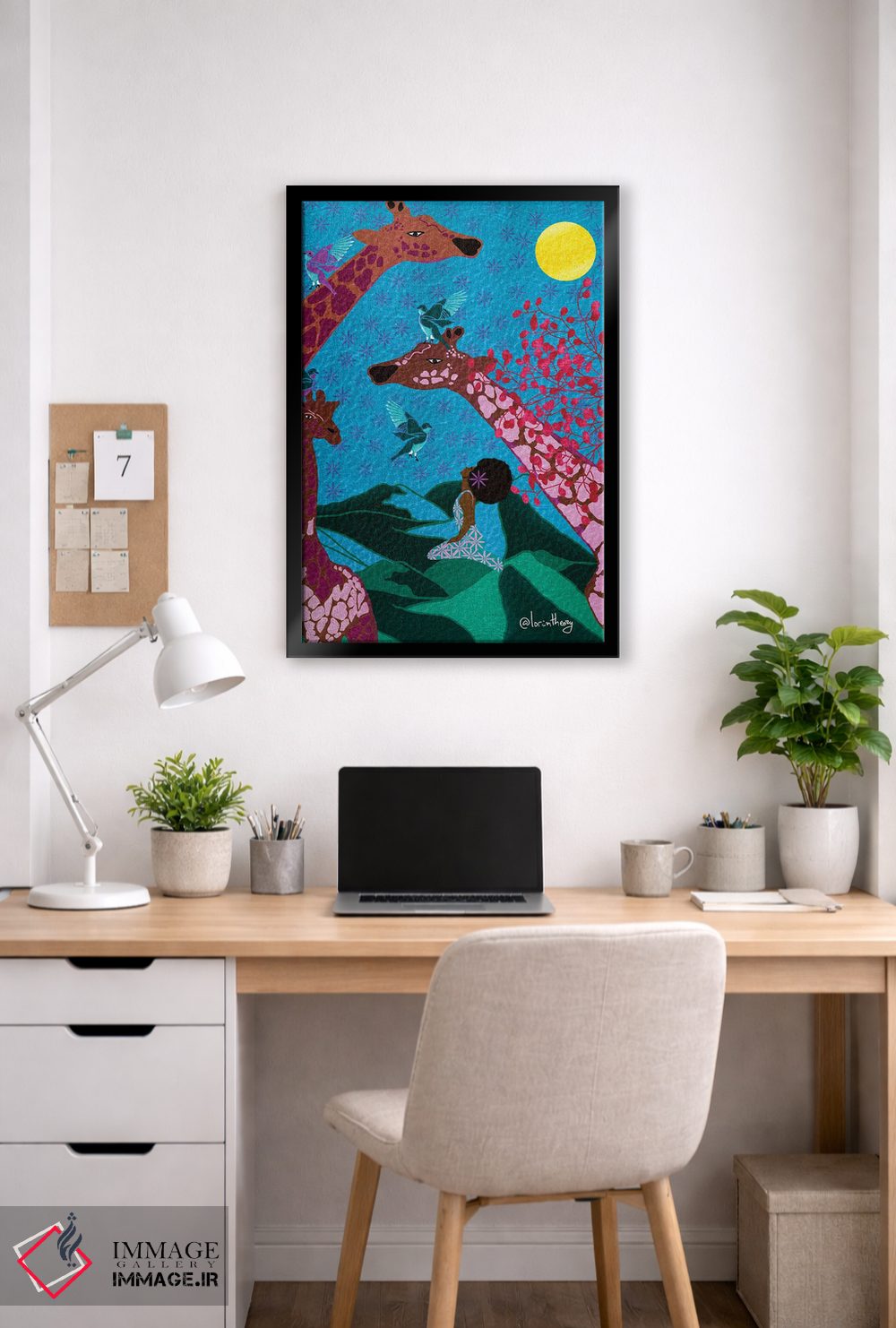 تابلو دکوراتیو زرافه ها دو اثر لرین تیوری - D5B