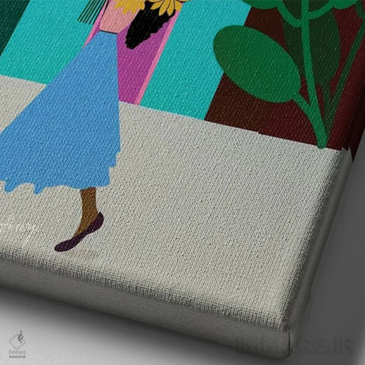 تابلو دکوراتیو کارهای روزمره اثر لرین تیوری - نمای نزدیک بافت بوم