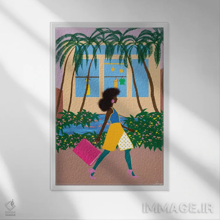 تابلو دکوراتیو قدم زنی مد اثر لرین تیوری - نمای قابدار سفید