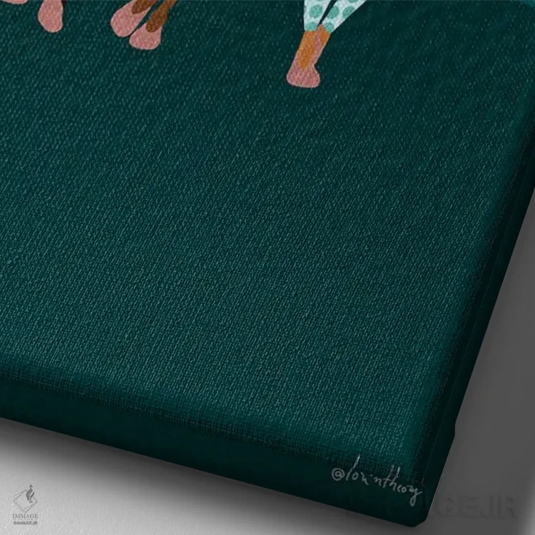 تابلو دکوراتیو دختران من اثر لرین تیوری - نمای نزدیک بافت بوم