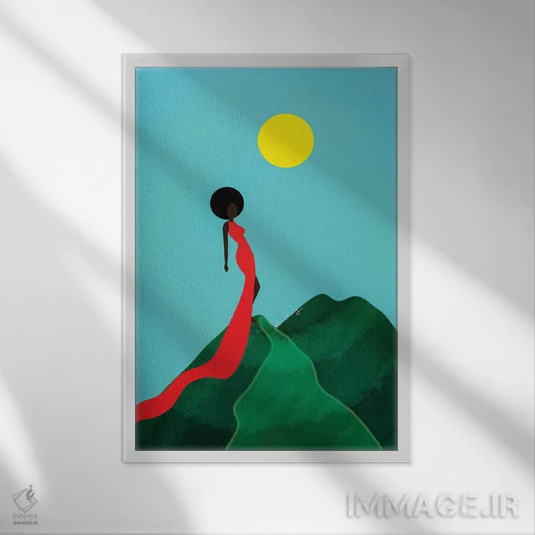 تابلو دکوراتیو دختر کوهستان اثر لرین تیوری - نمای قابدار سفید