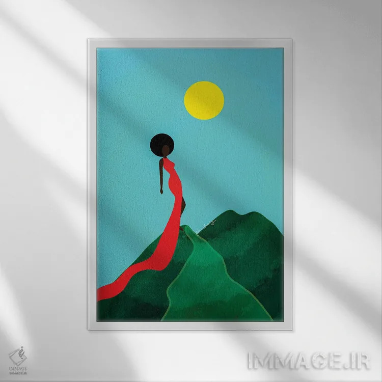 تابلو دکوراتیو دختر کوهستان اثر لرین تیوری - نمای قابدار سفید